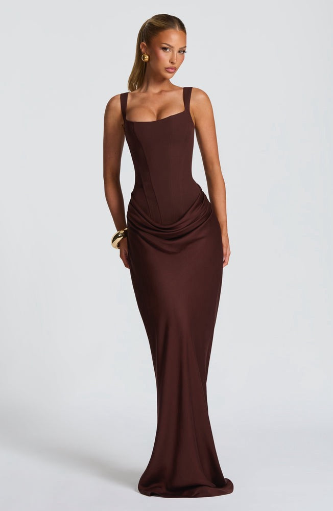 Cornelia Maxi in Plum Brown