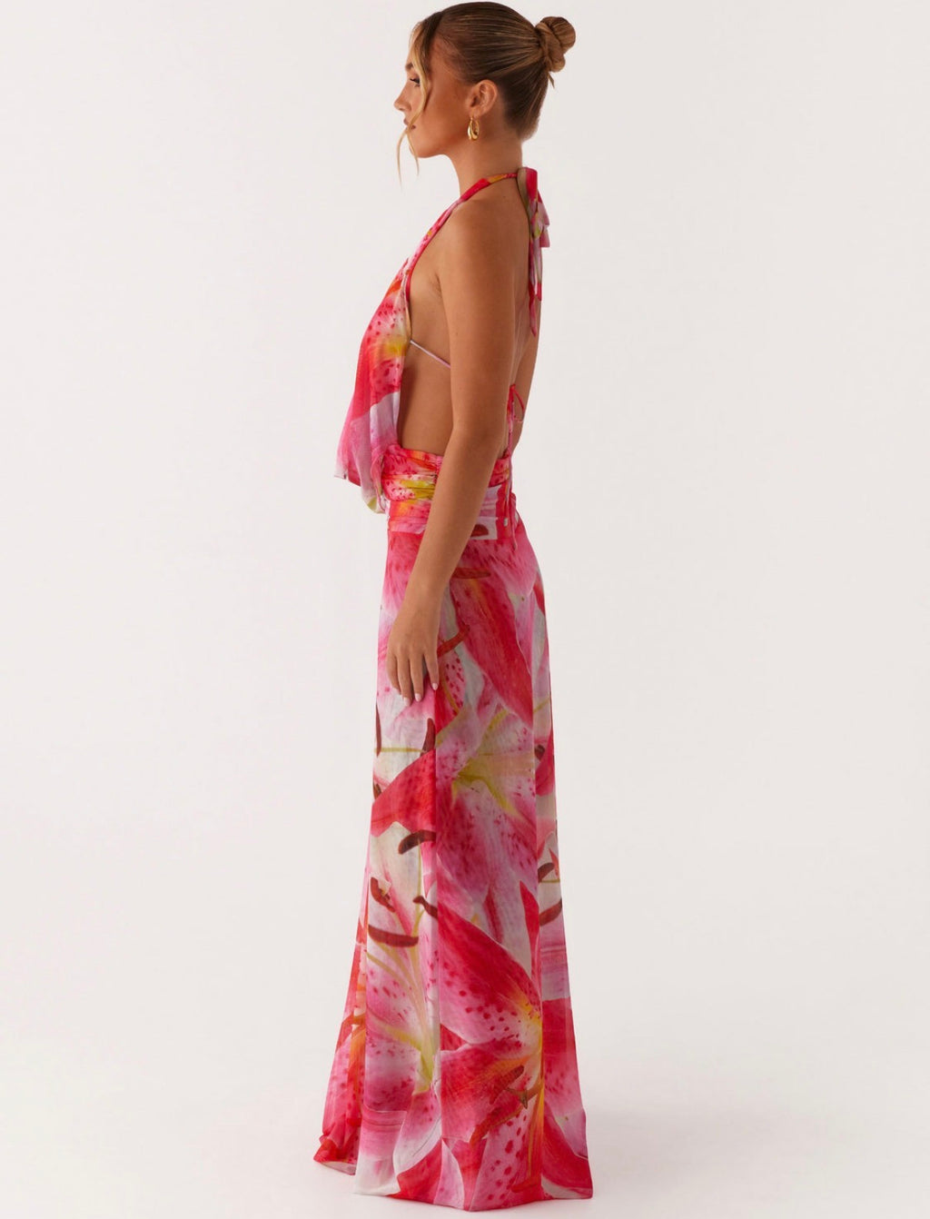 Elysia Mesh Maxi in Pink Lily