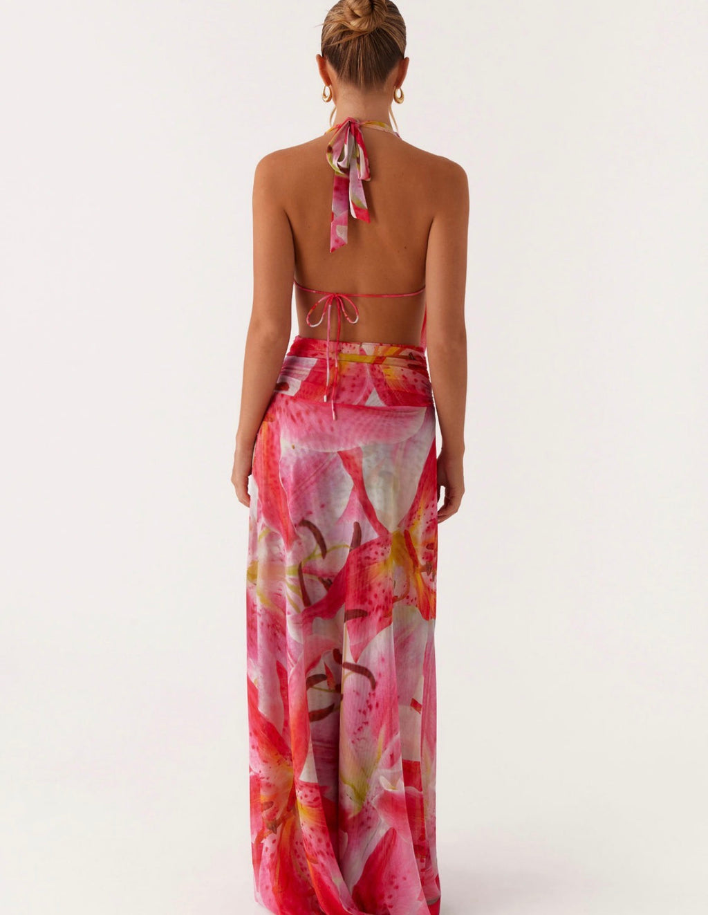 Elysia Mesh Maxi in Pink Lily