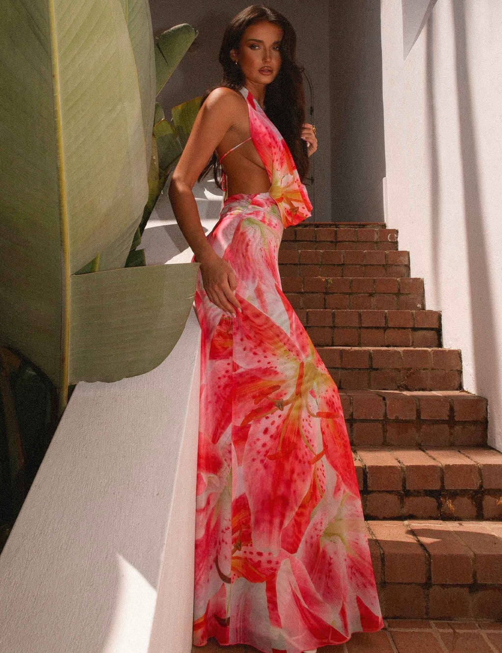 Elysia Mesh Maxi in Pink Lily