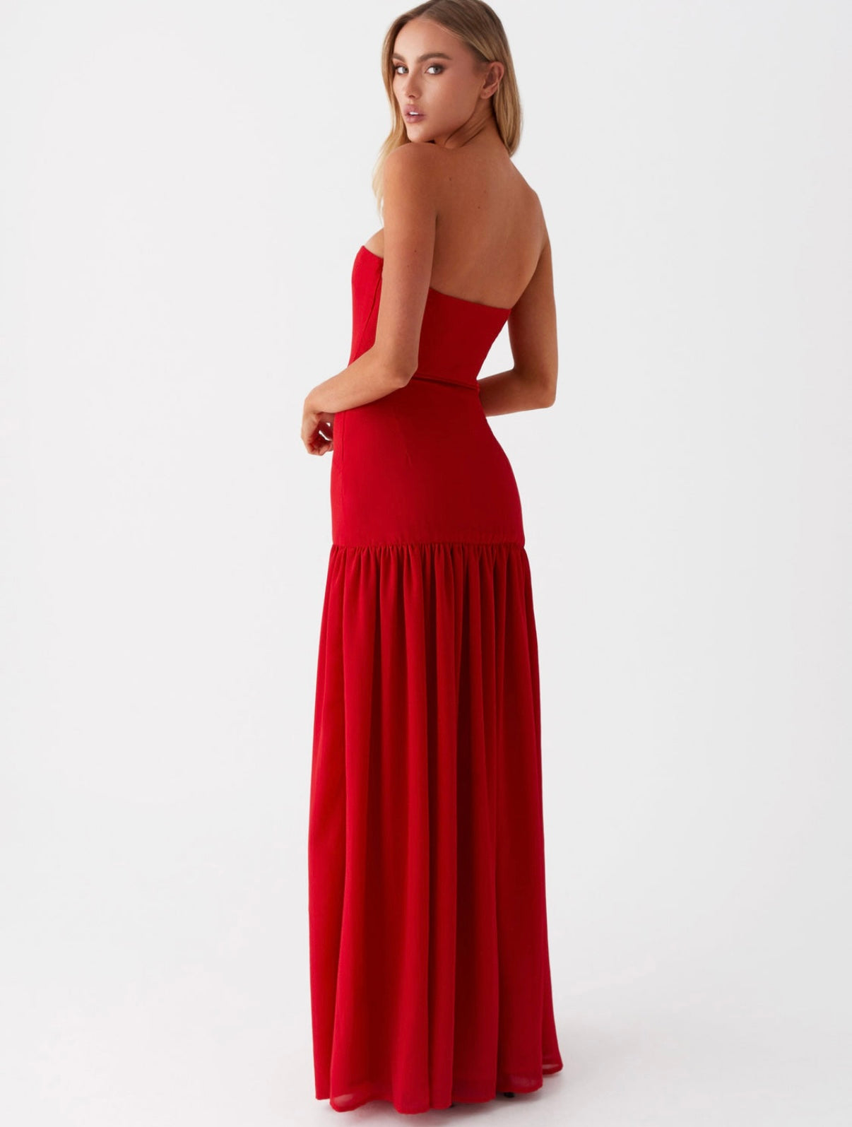Eden Strapless Maxi in Red