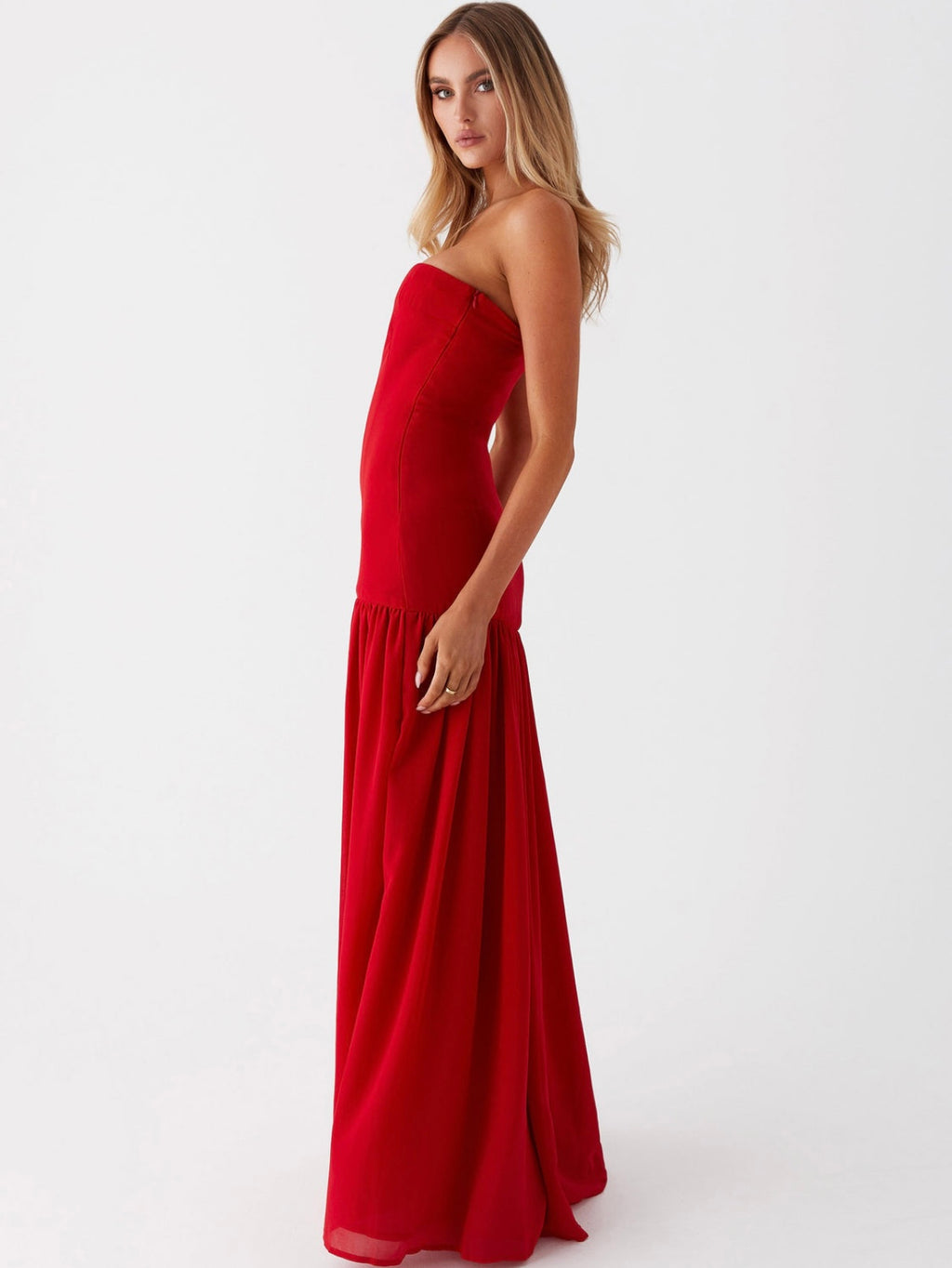 Eden Strapless Maxi in Red