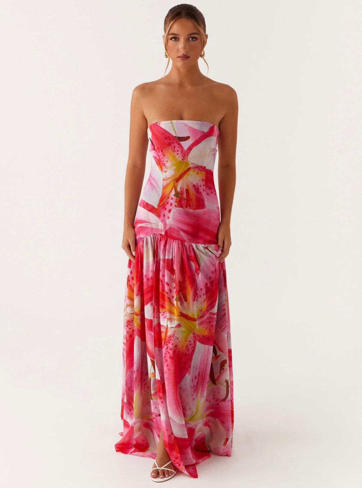 Eden Strapless Maxi in Pink Lily
