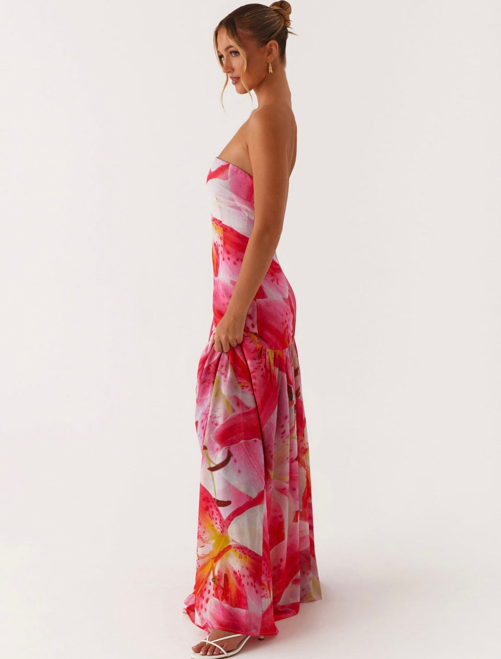 Eden Strapless Maxi in Pink Lily