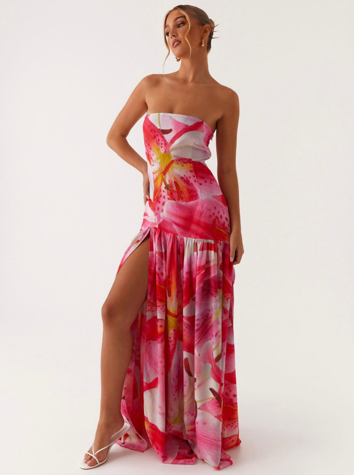 Eden Strapless Maxi in Pink Lily