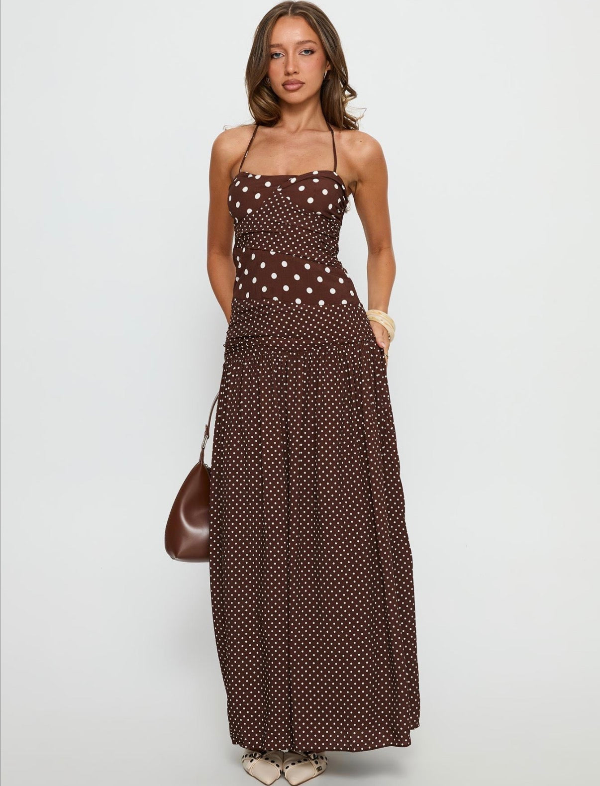Marguerite Maxi in Brown Polka