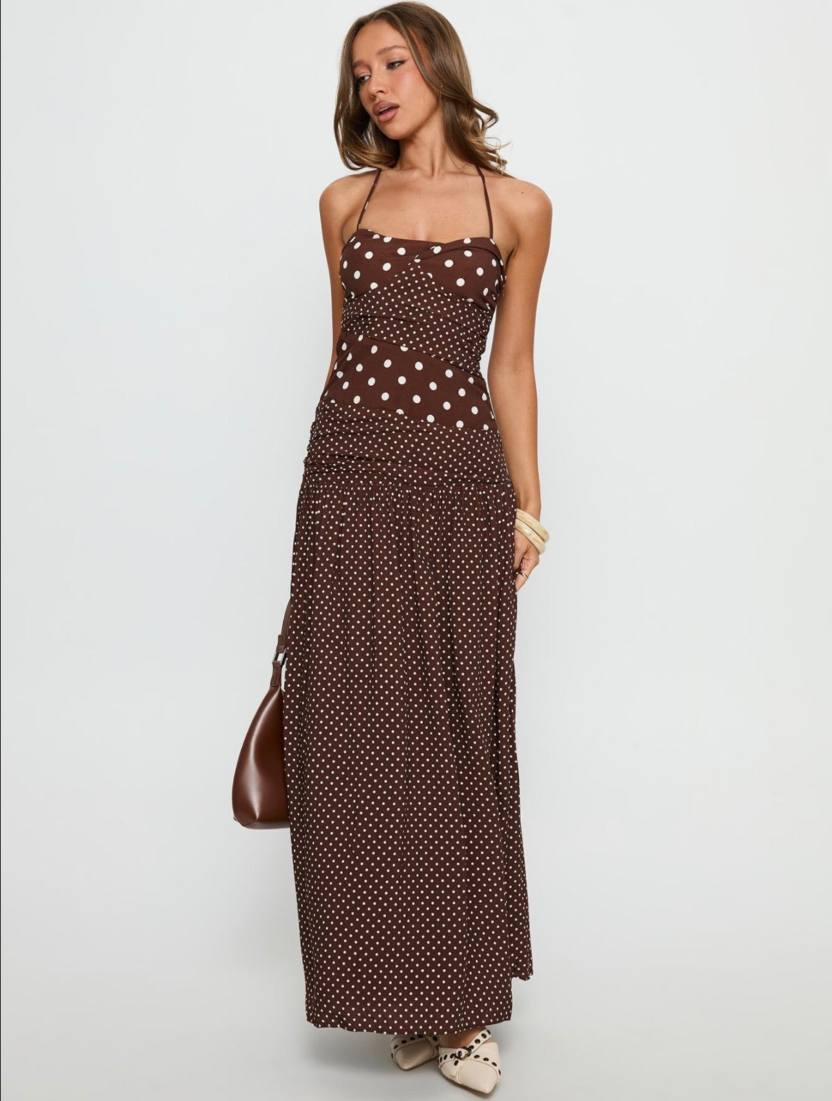Marguerite Maxi in Brown Polka