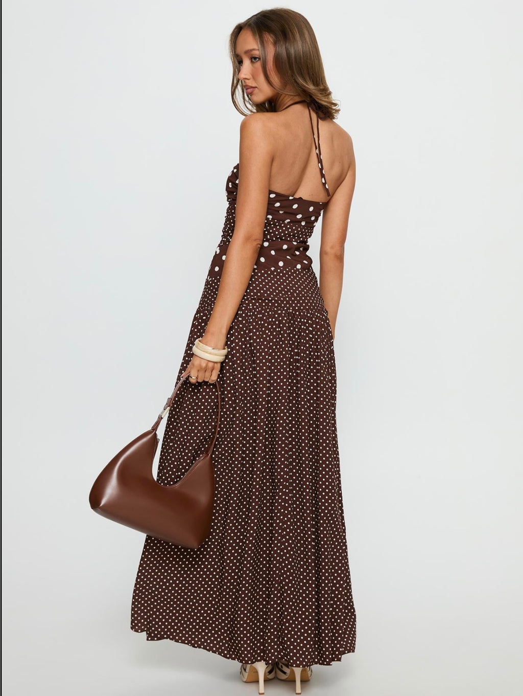 Marguerite Maxi in Brown Polka