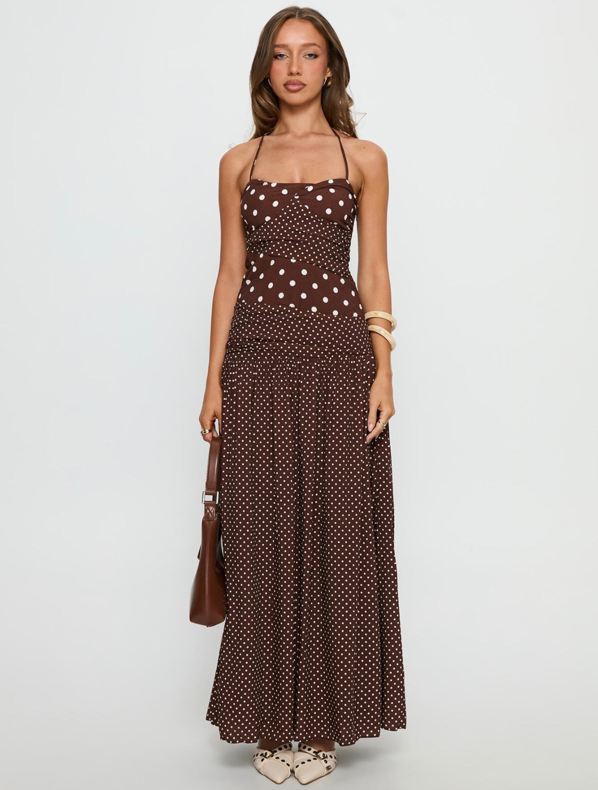Marguerite Maxi in Brown Polka
