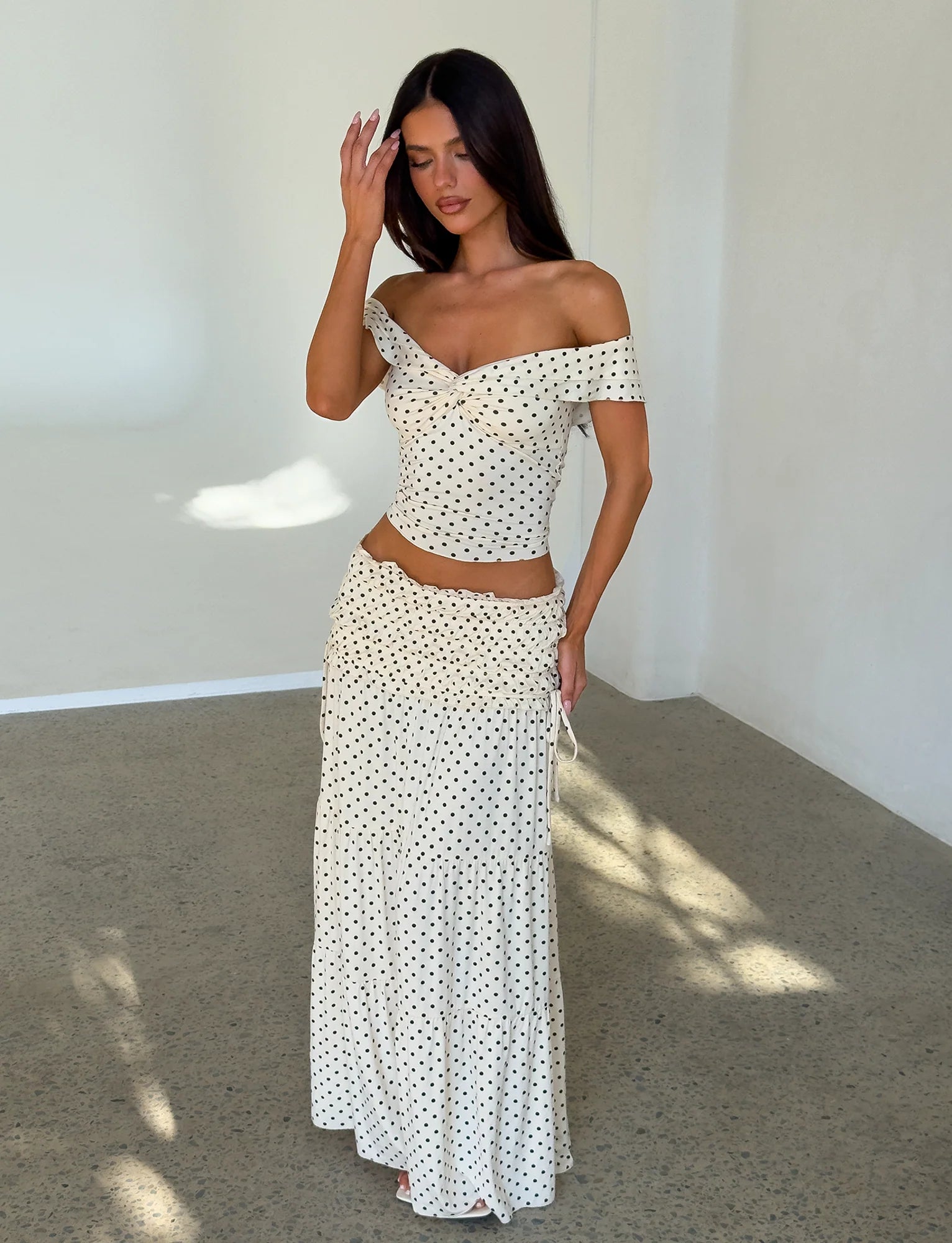 Denali Maxi Set in Cream Polka