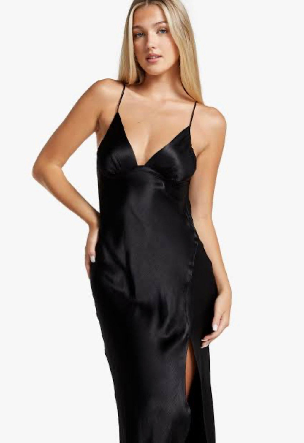 Ren Split Maxi Dress in Black