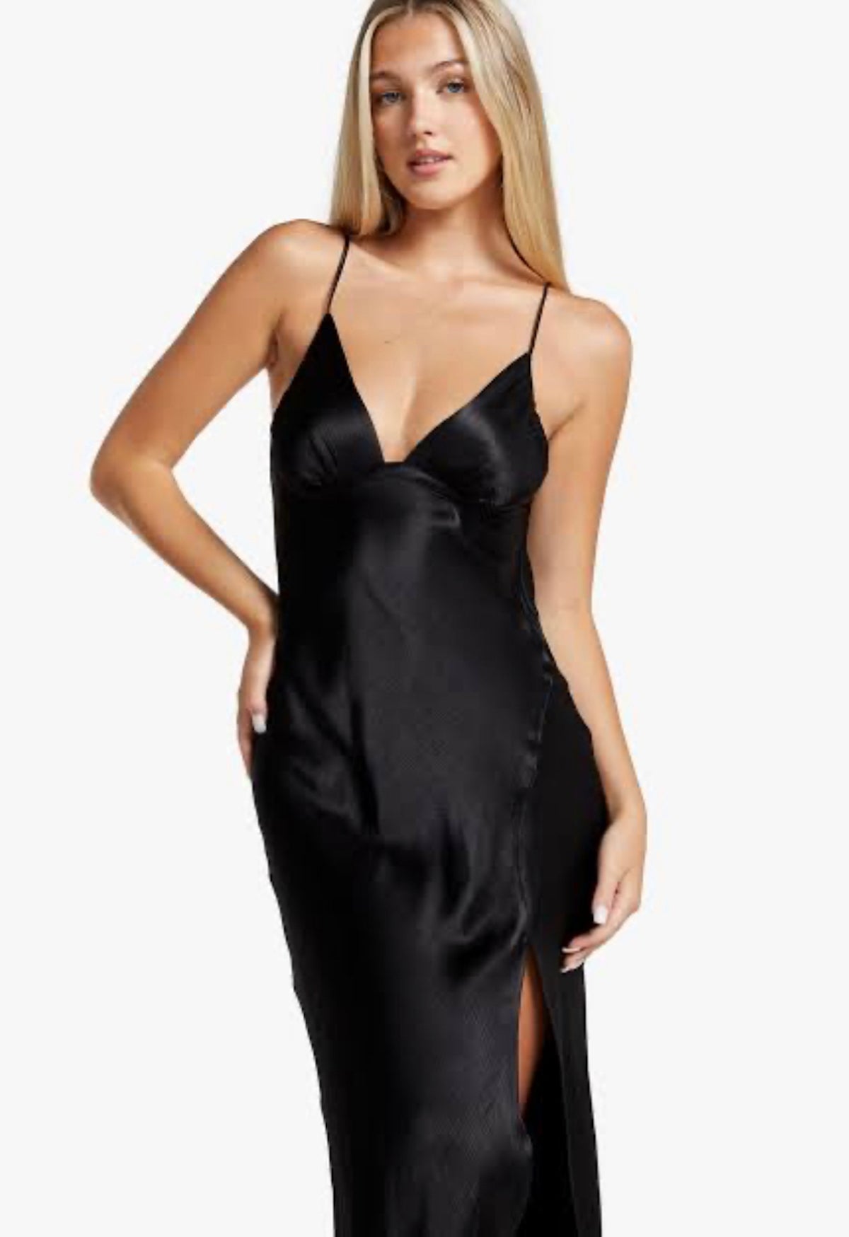 Ren Split Maxi Dress in Black