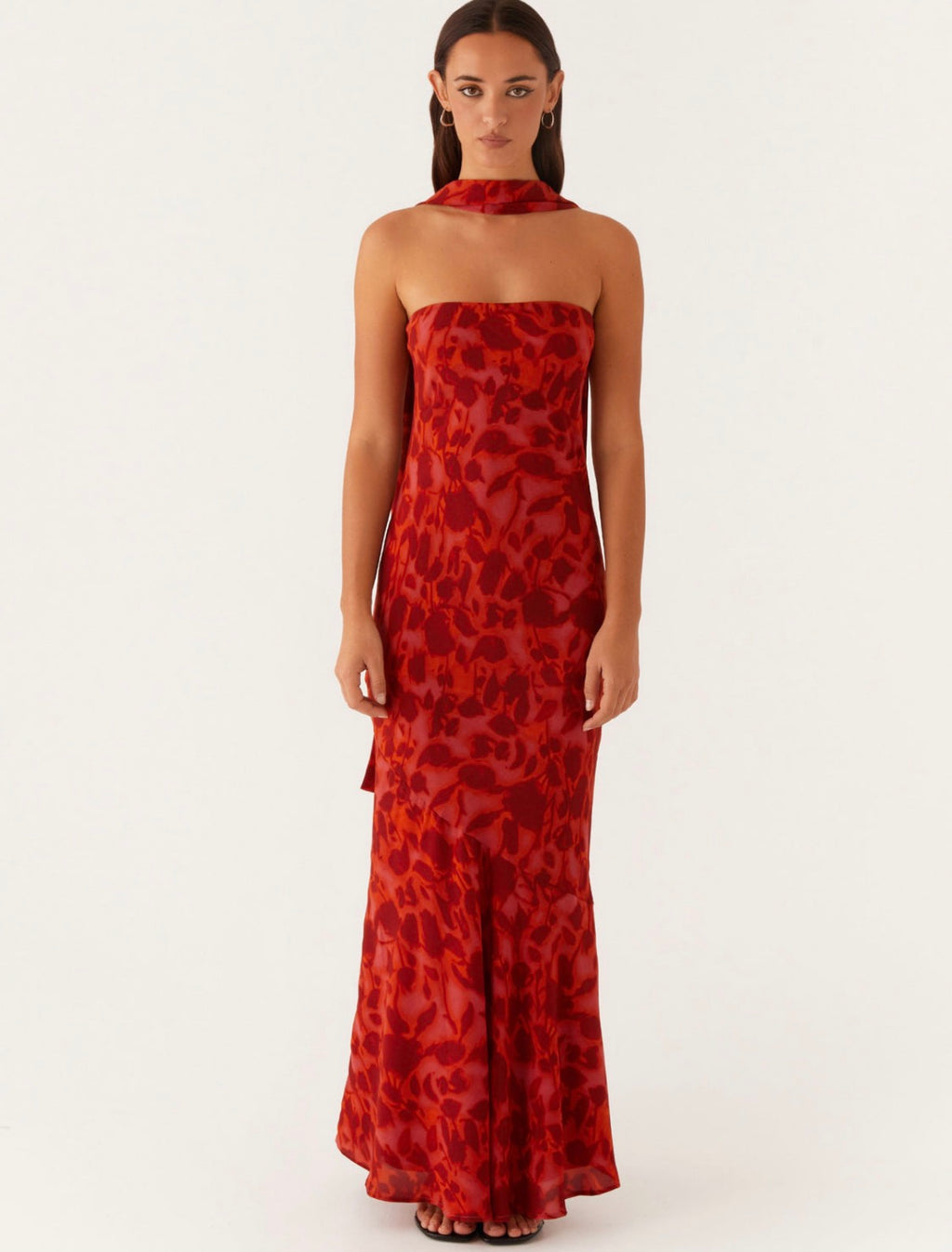 Under The Pagoda Maxi in Deep Floral Red