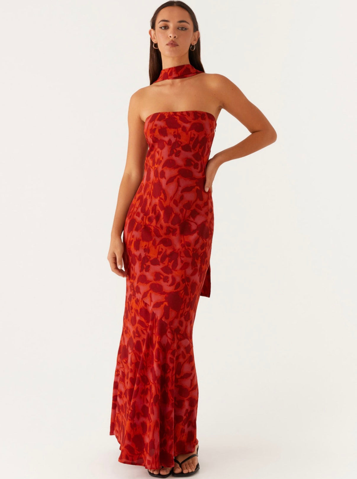 Under The Pagoda Maxi in Deep Floral Red
