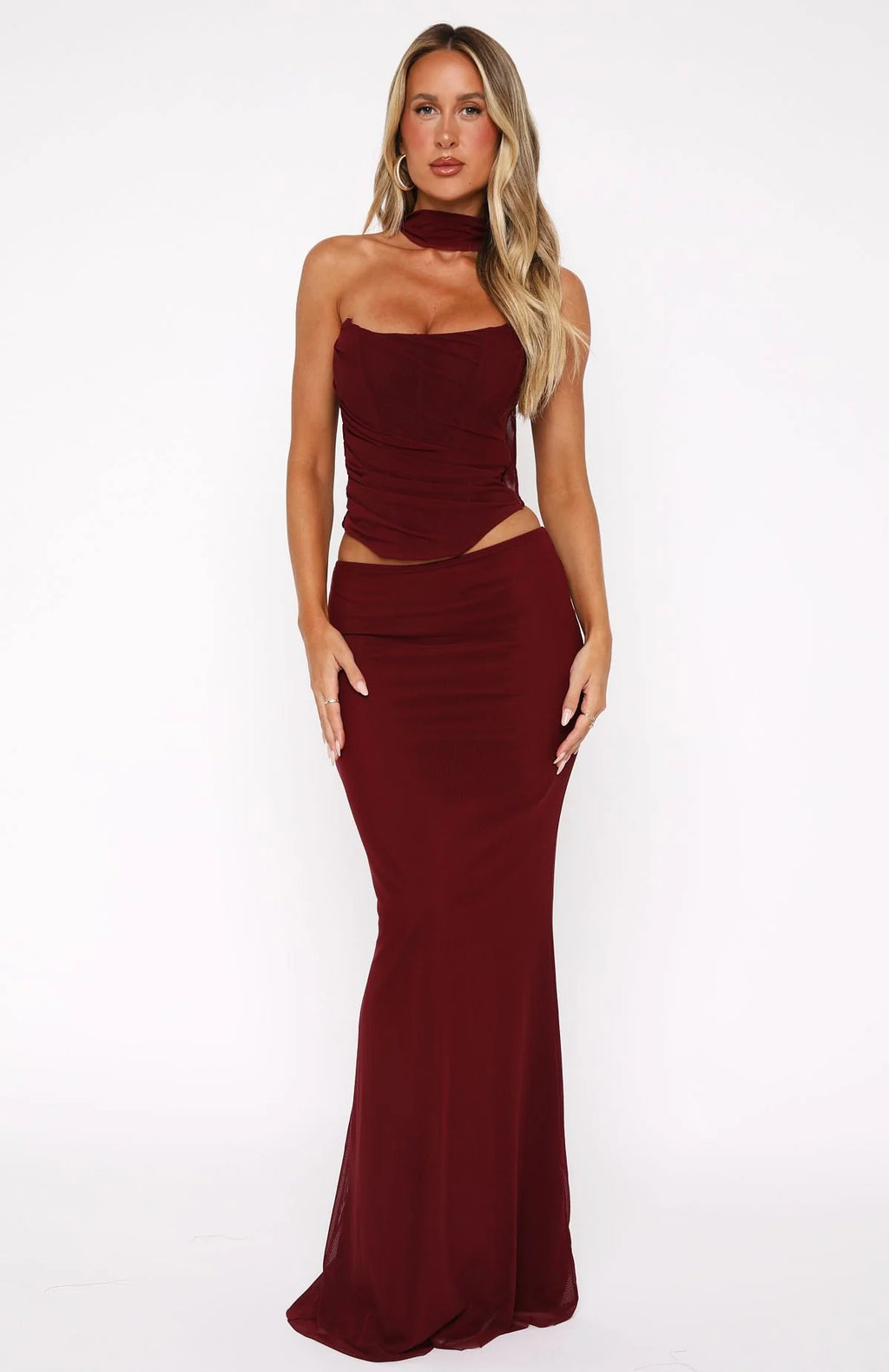 Lovers Lane Bustier Set in Burgundy