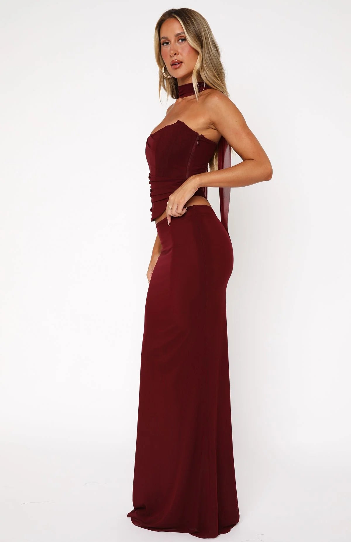 Lovers Lane Bustier Set in Burgundy