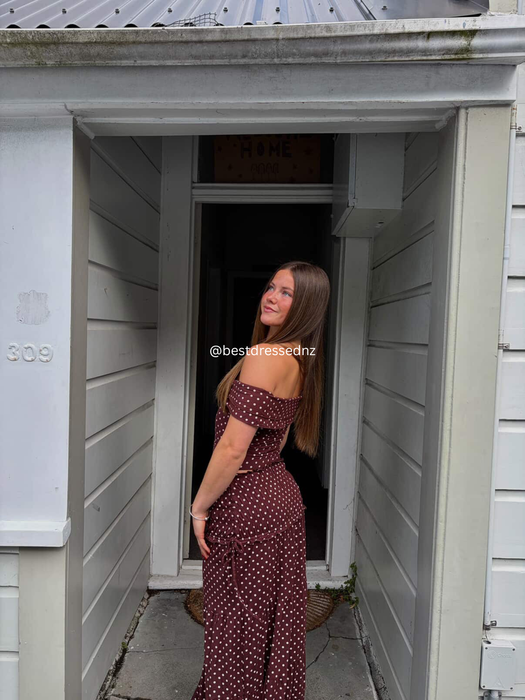 Denali Maxi Set in Brown Polka