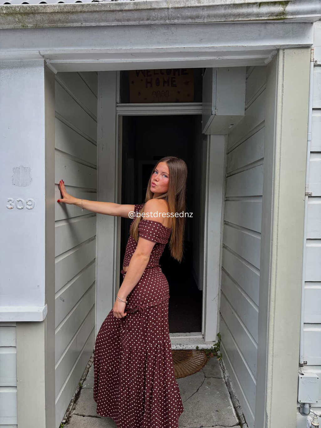 Denali Maxi Set in Brown Polka